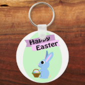 Porte-clés Bleu lapin Joyeux Pâques (Recto)