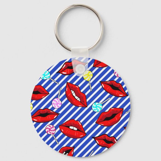 Porte-clés Bleu lèvres rouges (Recto)