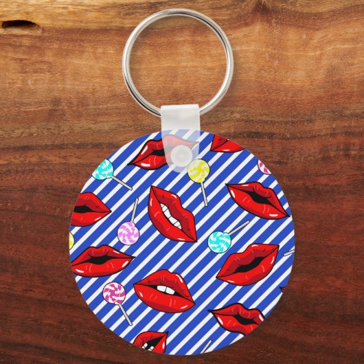 Porte-clés Bleu lèvres rouges (Verso)