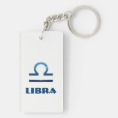 Porte-clés Bleu Libra Zodiac Signes Sur Blanc (Dos)