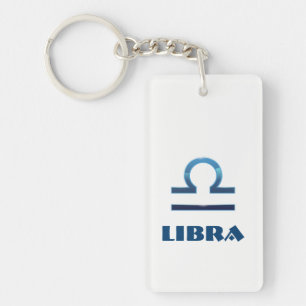 Porte-clés Bleu Libra Zodiac Signes Sur Blanc