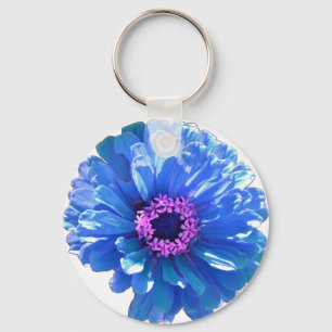 Porte-clés Bleu marguerite bleu photo florale