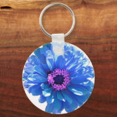 Porte-clés Bleu marguerite bleu photo florale (Recto)