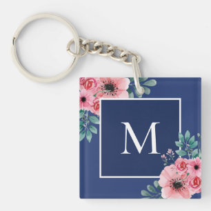 Porte-clés Bleu Marine Bague à clé du monogramme photo flor