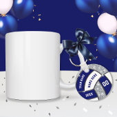 Porte-clés Bleu marine, Blanc, Argent, Cadeaux de volley-ball