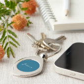 Porte-clés Bleu Moderne Élégant Simple Professionnel Nom (Côté )