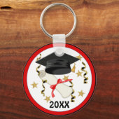 Porte-clés Bleu mortier et diplôme (Recto)