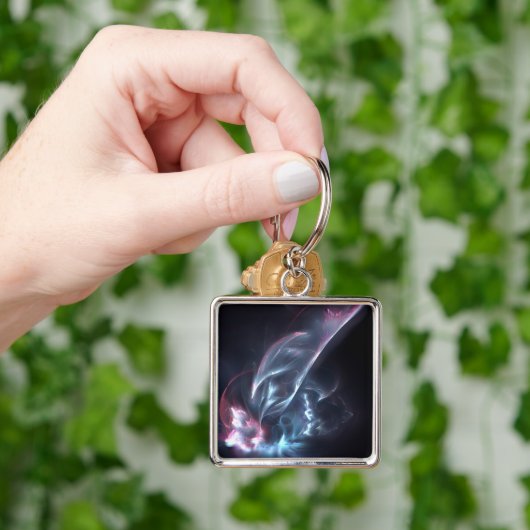 Porte-clés Bleu nébuleux Abstrait et violet (main)