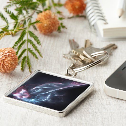 Porte-clés Bleu nébuleux Abstrait et violet (Côté)