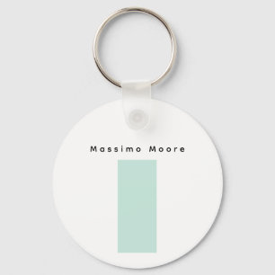 Porte-clés Bleu Noir Blanc Simple Élégant Nom Personnel