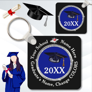 Porte-clés Bleu, Noir et Blanc, Fête de la Graduation Faveurs