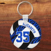 Porte-clés bleu noir w zèbre rayures accent filles volleyball (Recto)