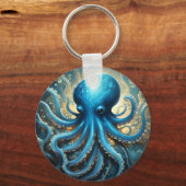 Porte-clés Bleu Octopus Acrylique Abstraite, (Recto)