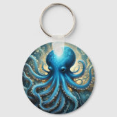 Porte-clés Bleu Octopus Acrylique Abstraite, (Verso)