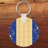 Porte-clés Bleu, Or, Croix chrétienne, Porte - clé de Damas F (Recto)