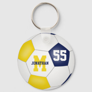 Porte-clés bleu or école couleurs garçons filles football bal
