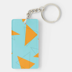 Porte-clés Bleu, orange, cool, tendance, moderne triangle mot