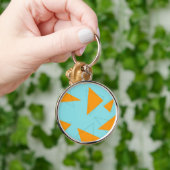 Porte-clés Bleu, orange, cool, tendance, moderne triangle mot (Main)