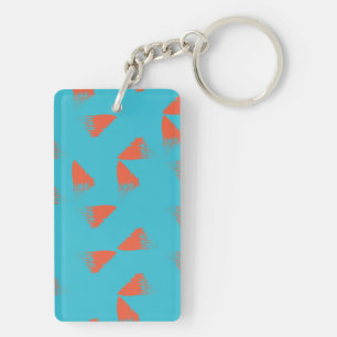 Porte-clés Bleu, orange, dynamique, motif géométrique tendanc