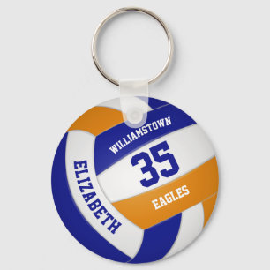 Porte-clés bleu orange équipe de sports couleurs filles volle