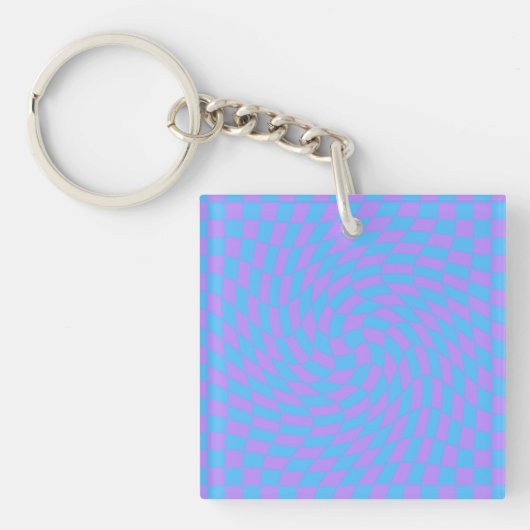 Porte-clés Bleu pâle et à damiers lavande (Devant)
