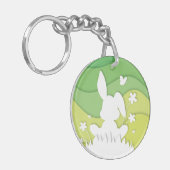 Porte-clés Bleu pâque mignon sur la prairie printanière (Devant gauche)