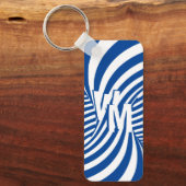 Porte-clés Bleu Rétro Blanc Psychédélique Spirale Monogramme  (Recto)