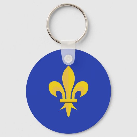 Porte-clés Bleu Roi avec Fleur de Lys Or (Recto)