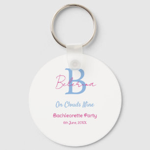 Porte-clés bleu rose sur nuages neuf monogramme enterrement d