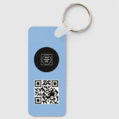Porte-clés bleu simple logo QR Code Entreprise (Verso)