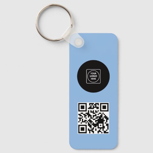 Porte-clés bleu simple logo QR Code Entreprise (Recto)