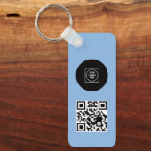 Porte-clés bleu simple logo QR Code Entreprise (Recto)