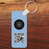 Porte-clés bleu simple logo QR Code Entreprise (Verso)