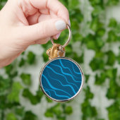 Porte-clés Bleu, simple, moderne, cool vague abstraction (Main)