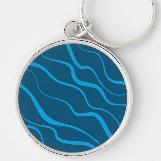 Porte-clés Bleu, simple, moderne, cool vague abstraction (Devant)