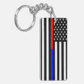 Porte-clés bleu thin line polirefighter (Devant gauche)