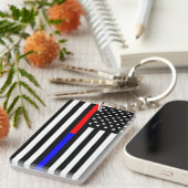 Porte-clés bleu thin line polirefighter (Devant droit)
