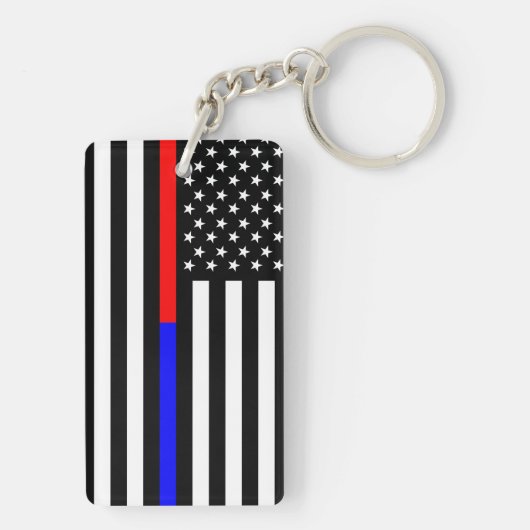 Porte-clés bleu thin line polirefighter (Dos)