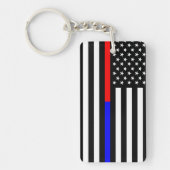 Porte-clés bleu thin line polirefighter (Devant)