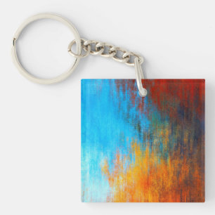 Porte-clés bleu turquoise, orange et rouge Abstrait