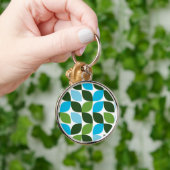 Porte-clés Bleu, vert, cool, tendance, nature moderne abstrai (Main)