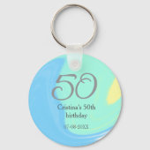 Porte-clés bleu vert gris 50e anniversaire ajouter nom date r (Verso)
