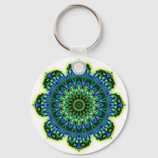 Porte-clés bleu vert mandala (Recto)