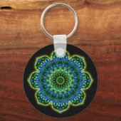 Porte-clés bleu vert mandala | noir (Recto)