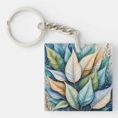 Porte-clés Bleu Vert or latte Feuille (Devant)