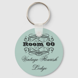 Porte-clés Bleu vintage de chambre d'hôtel de typographie