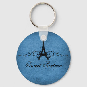 Porte-clés Bleu Vintage Français Plourish Sweet 16 Porte - cl