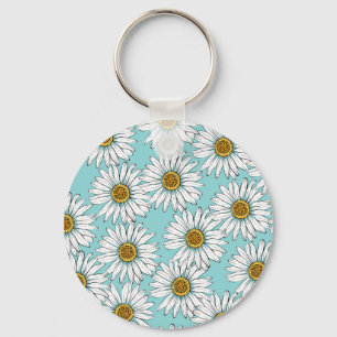 Porte-clés Bleu Vintage marguerite