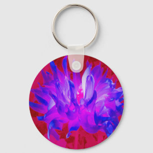 Porte-clés Bleu violet étonnant et rose chaud cactus Dahlia