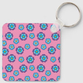 Porte-clés Bleu Violet rose motif floral (Dos)